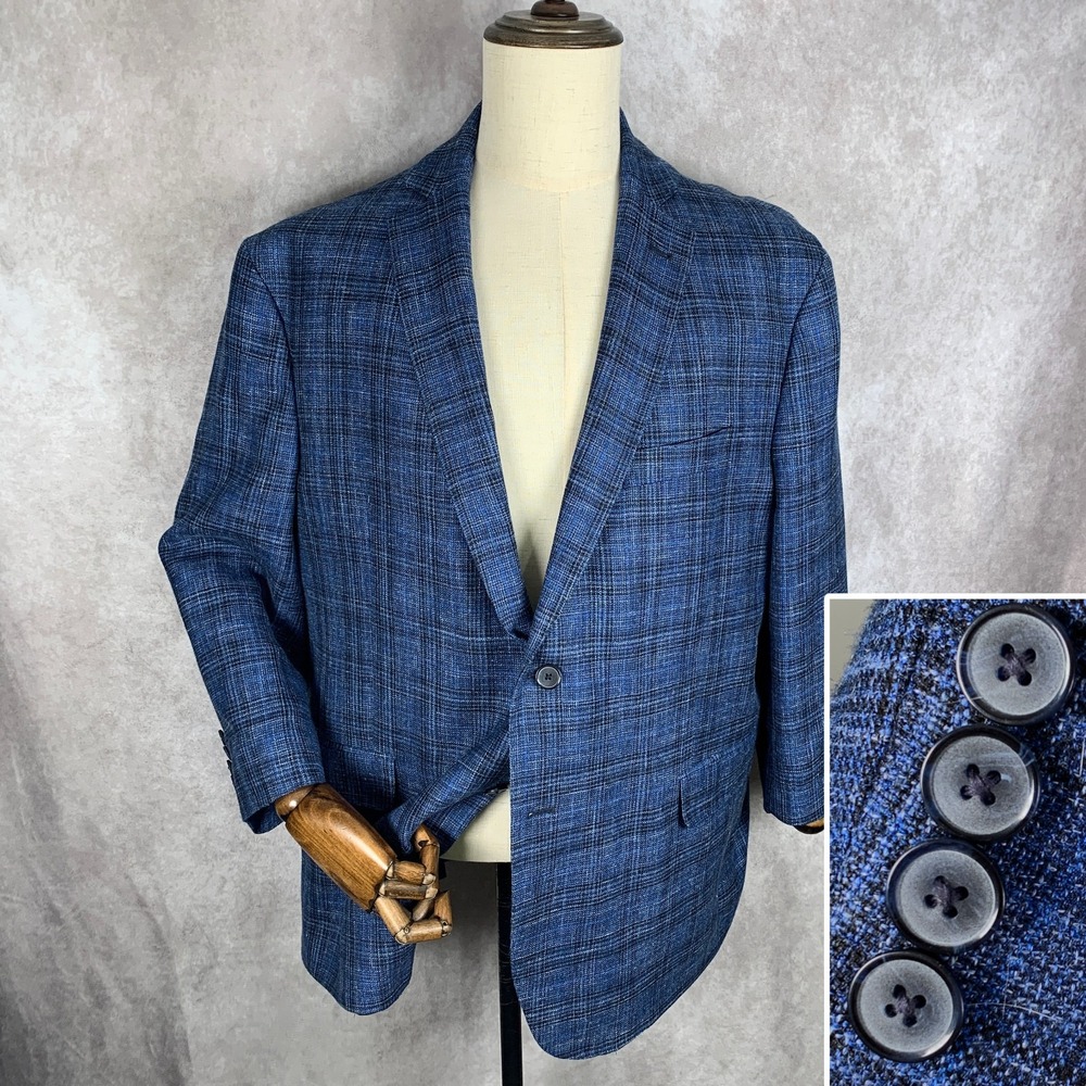 Men's Blue Plaid Blazer